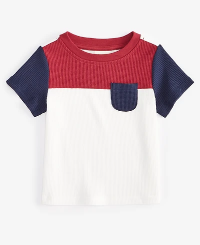 First Impressions Baby Boys Short-Sleeve Waffle Colorblocked T-Shirt, Exclusively at Macy's