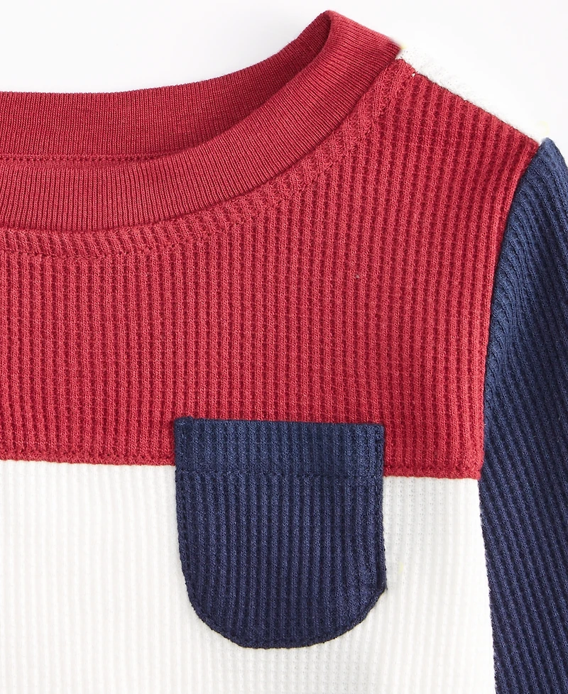 First Impressions Baby Boys Long-Sleeve Waffle Colorblocked T-Shirt