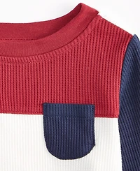 First Impressions Baby Boys Long-Sleeve Waffle Colorblocked T-Shirt