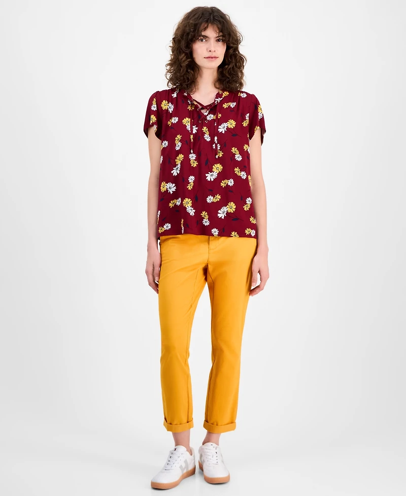 Tommy Hilfiger Women's Daisy Lace-Up Ruffled Blouse