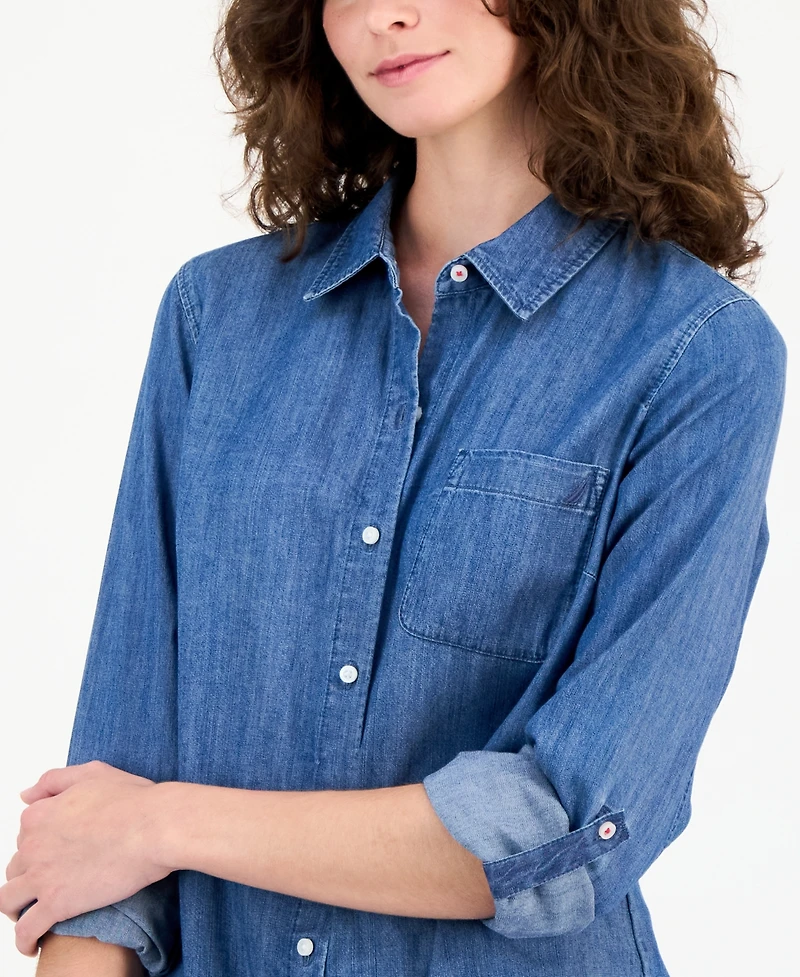 Nautica Jeans Women's Chambray Utility Shirt