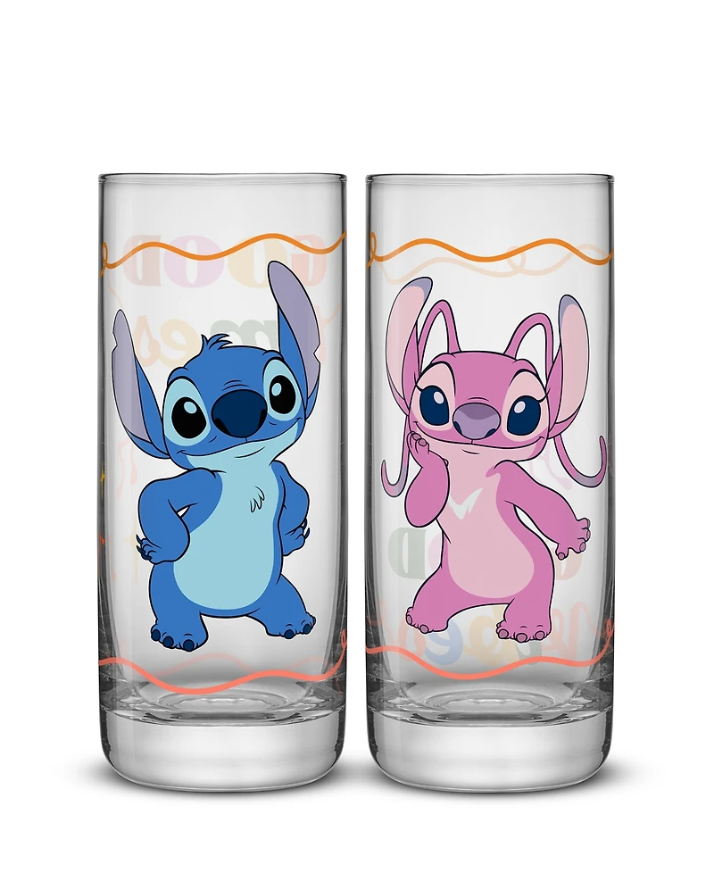 JoyJolt Lilo Stitch Good Times Tall Drinking Glasses, Set of 2
