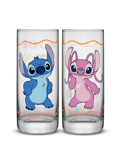 JoyJolt Lilo Stitch Good Times Tall Drinking Glasses, Set of 2