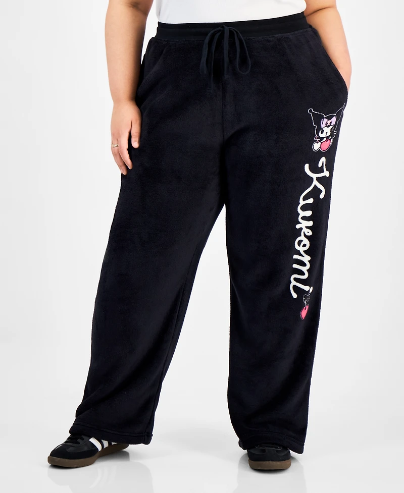 Love Tribe Trendy Plus Kuromi Fleece Drawstring Pants