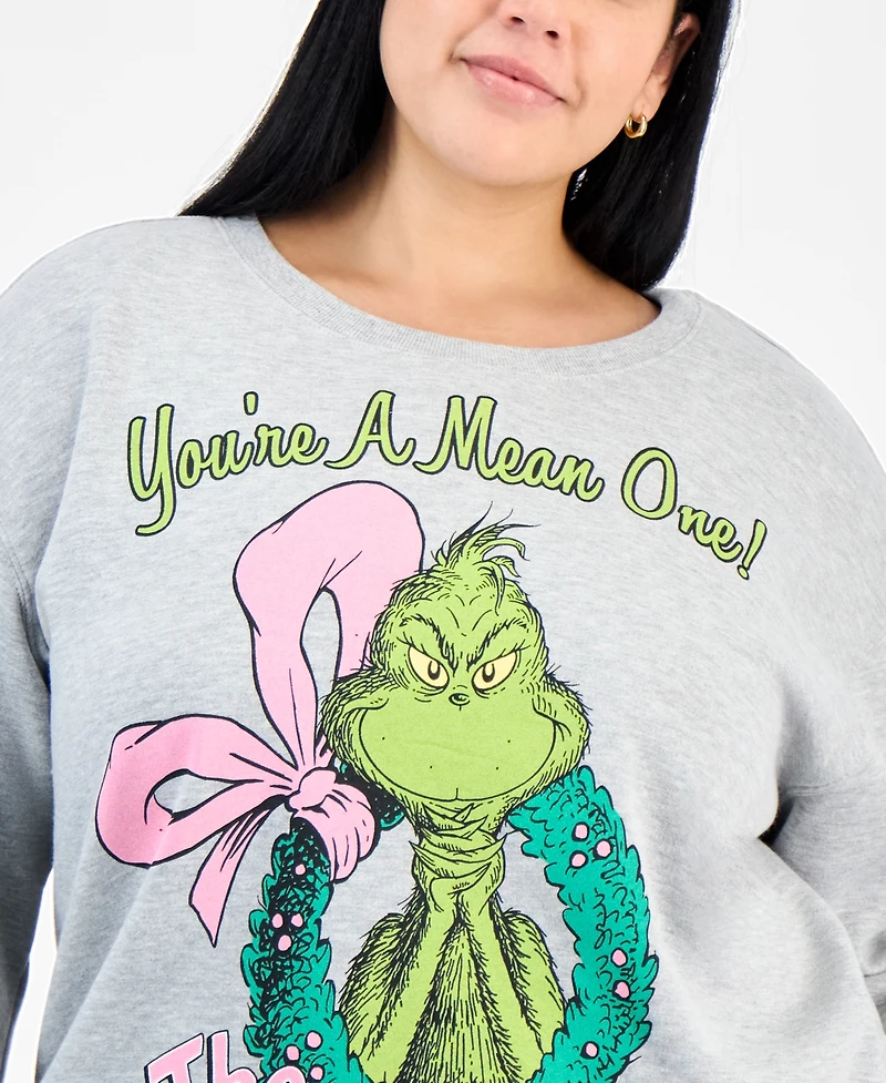 Love Tribe Trendy Plus Grinch Wreath Graphic Sweatshirt