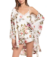Linea Donatella Women's Garden Flight Satin Floral Wrap Robe