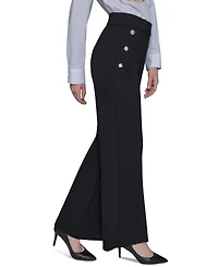 Karl Lagerfeld Paris Women's Side-Button Wide-Leg Ponte Pants
