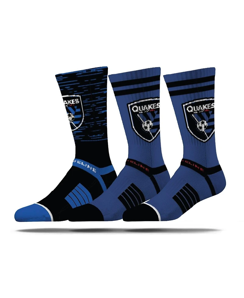 Strideline Men's San Jose Earthquakes Premium 3-Pack Knit Crew Socks Set
