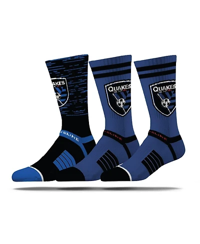 Strideline Men's San Jose Earthquakes Premium 3-Pack Knit Crew Socks Set
