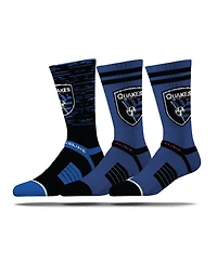 Strideline Men's San Jose Earthquakes Premium 3-Pack Knit Crew Socks Set
