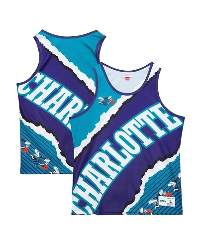 Mitchell & Ness Men's Purple Charlotte Hornets Jumbotron 2.0 Sublimated Tank Top