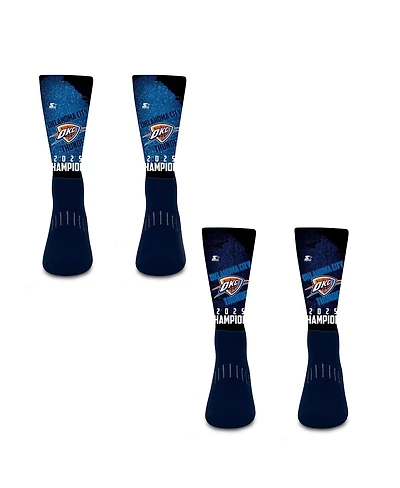 Starter Men's and Women's 2-Pack Oklahoma City Thunder 2025 Nba Finals Champions Blackout Crew Socks Set