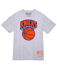 Mitchell & Ness Men's Heather Gray New York Knicks Hardwood Classics Logo T-Shirt