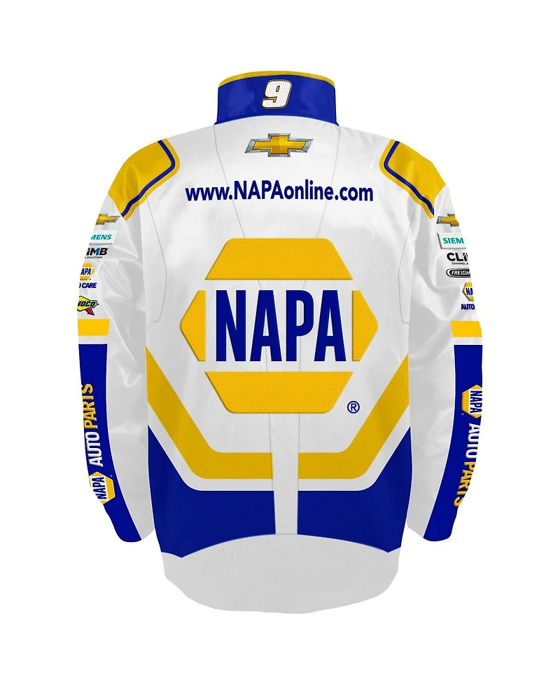 Hendrick Motorsports Team Collection Men's White Chase Elliott Napa Full-Snap Nylon Uniform Jacket