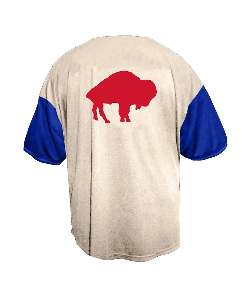 Fanatics Men's Cream Buffalo Bills Full-Button Short Sleeve T-Shirt