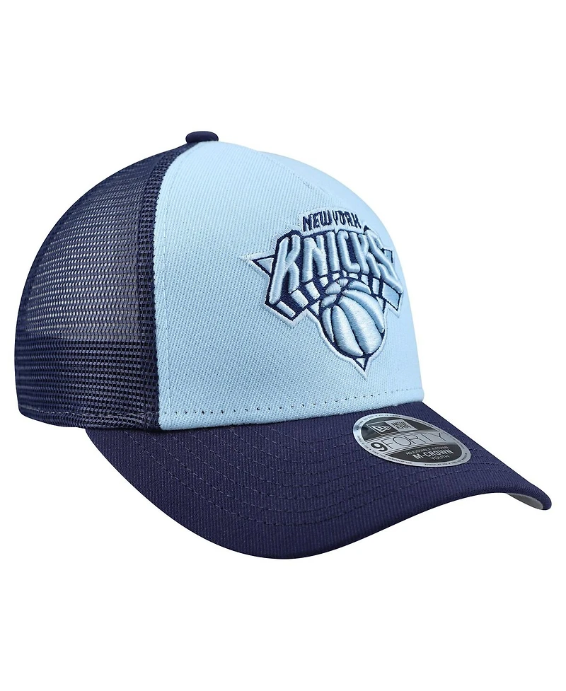 New Era Big Boys and Girls Light Blue New York Knicks Color Pack 9FORTY A-Frame Trucker Adjustable Hat