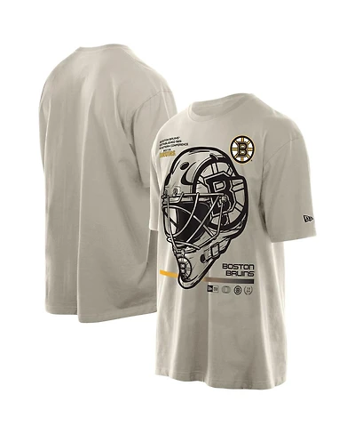 New Era Men's Tan Boston Bruins Goalie Mask T-Shirt