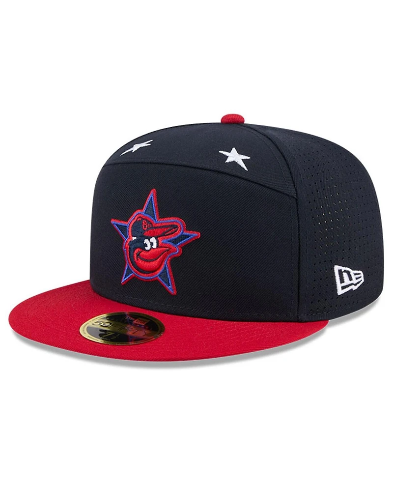 New Era Men's Navy/Red Baltimore Orioles 2025 Mlb All-Star Game Workout Side Patch 59FIFTY Fitted Hat