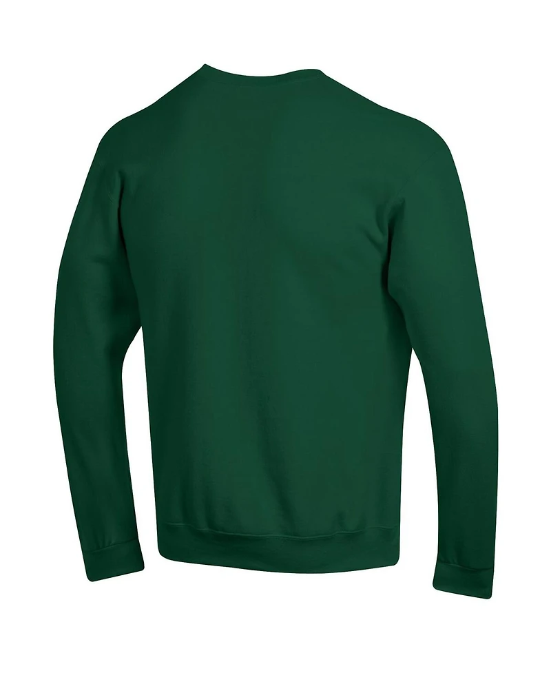 Champion Men's Green Tulane Wave Basic Arch Fleece Pullover Sweatshirt