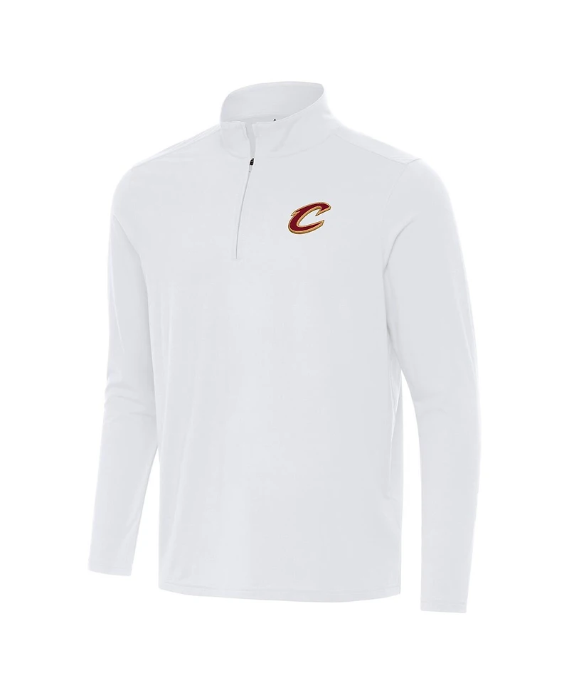 Antigua Men's White Cleveland Cavaliers Intent Quarter-Zip T-Shirt