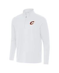 Antigua Men's White Cleveland Cavaliers Intent Quarter-Zip T-Shirt