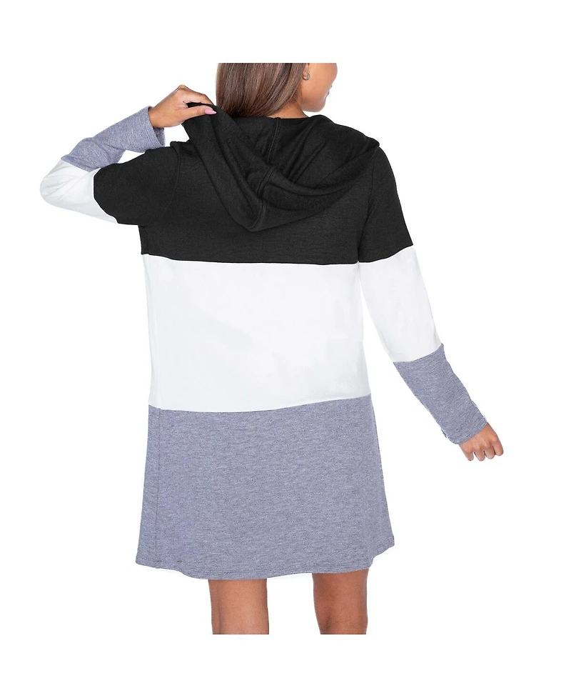 Gameday Couture Women's Black/White Charlotte Fc Offside Hustle Color Block Tri-Blend Hooded Cardigan