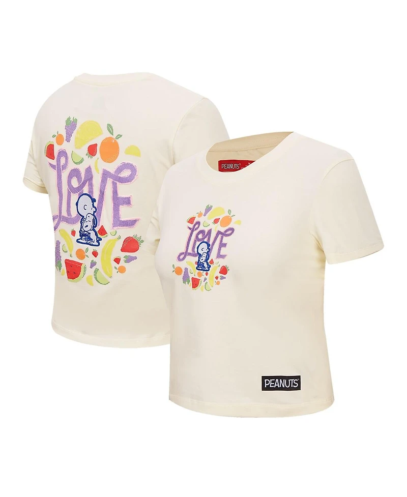 Freeze Max Women's Cream Peanuts Sweet Love Baby Doll Cropped T-Shirt