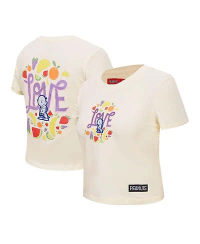 Freeze Max Women's Cream Peanuts Sweet Love Baby Doll Cropped T-Shirt