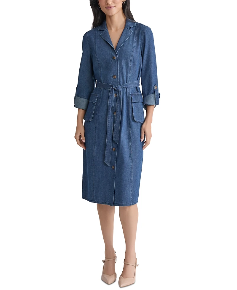 Jones New York Petite Denim Cargo Shirtdress