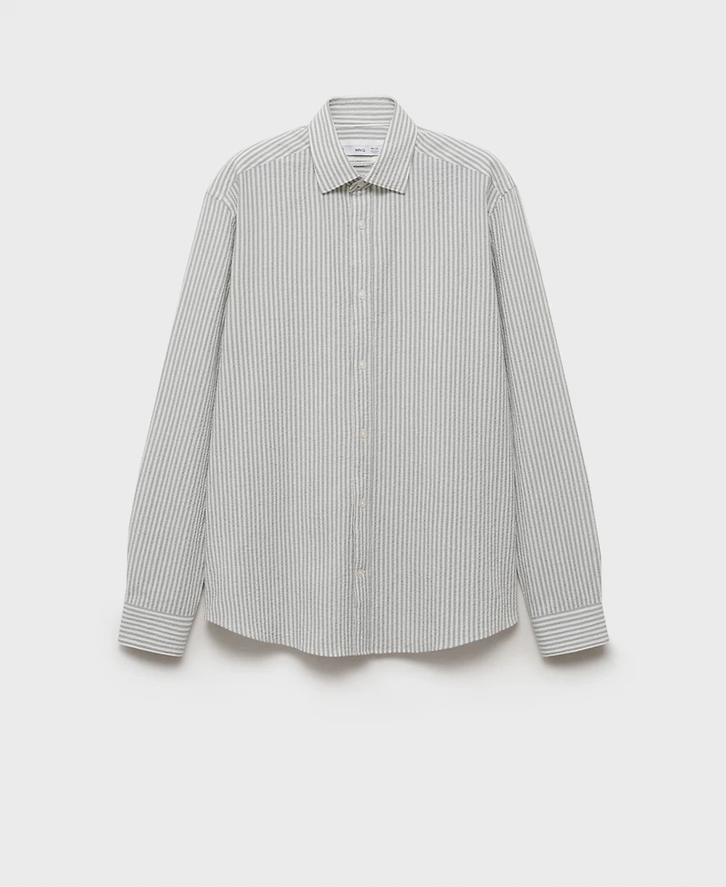 Mango Men's Regular-Fit Stripe-Textured Shirt