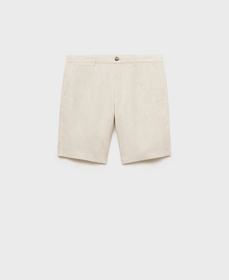 Mango Men's Slim-Fit Linen Bermuda Shorts