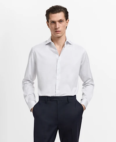Mango Men's Slim Fit Cotton Striped Dress Shirt