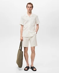 Mango Men's Regular Fit Seersucker Shirt