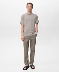 Mango Men's Striped Slim-Fit Linen T-Shirt