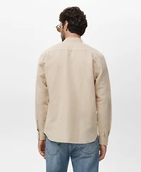 Mango Men's Mao Collar Linen Shirt