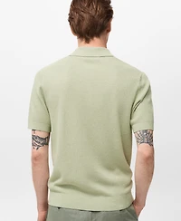 Mango Men's Ribbed Knit Polo Shirt