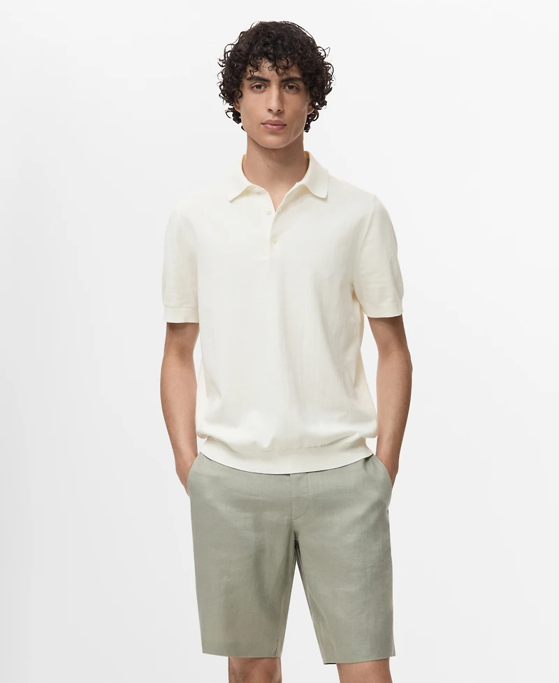 Mango Men's Cotton Fine-Knit Polo Shirt