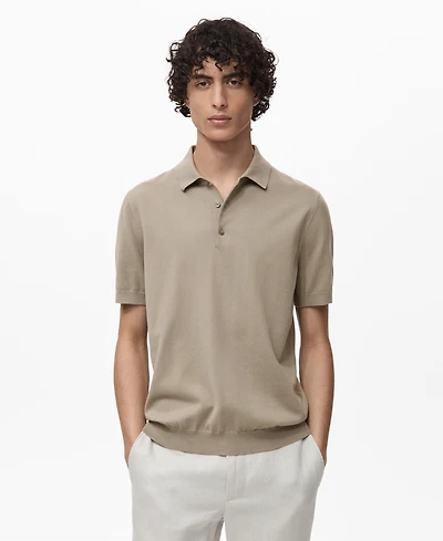 Mango Men's Cotton Fine-Knit Polo Shirt
