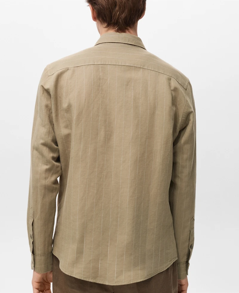 Mango Men's Linen Pinstripe Shirt