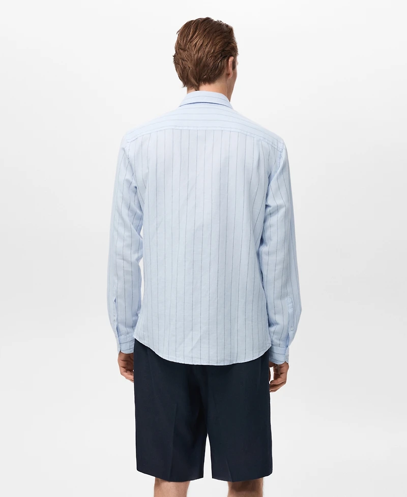 Mango Men's Linen Pinstripe Shirt