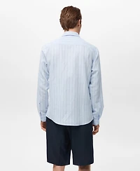 Mango Men's Linen Pinstripe Shirt