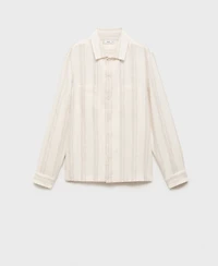 Mango Men's Striped Linen Overshirt