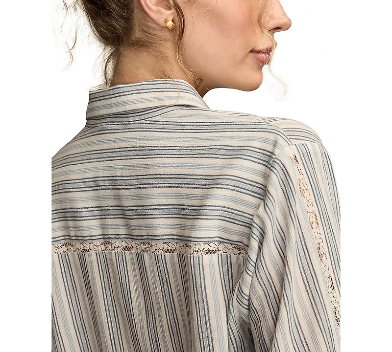 Lucky Brand Women's Lace-Trim Button-Down Cotton Shirt