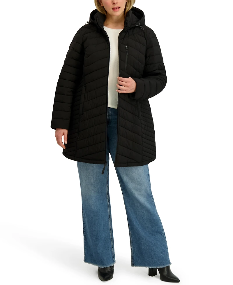 Nautica Plus Hooded Water-Resistant Puffer Coat