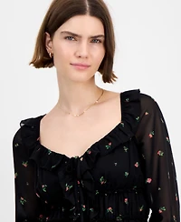 Tinseltown Juniors' Tie-Back Ruffle Blouse