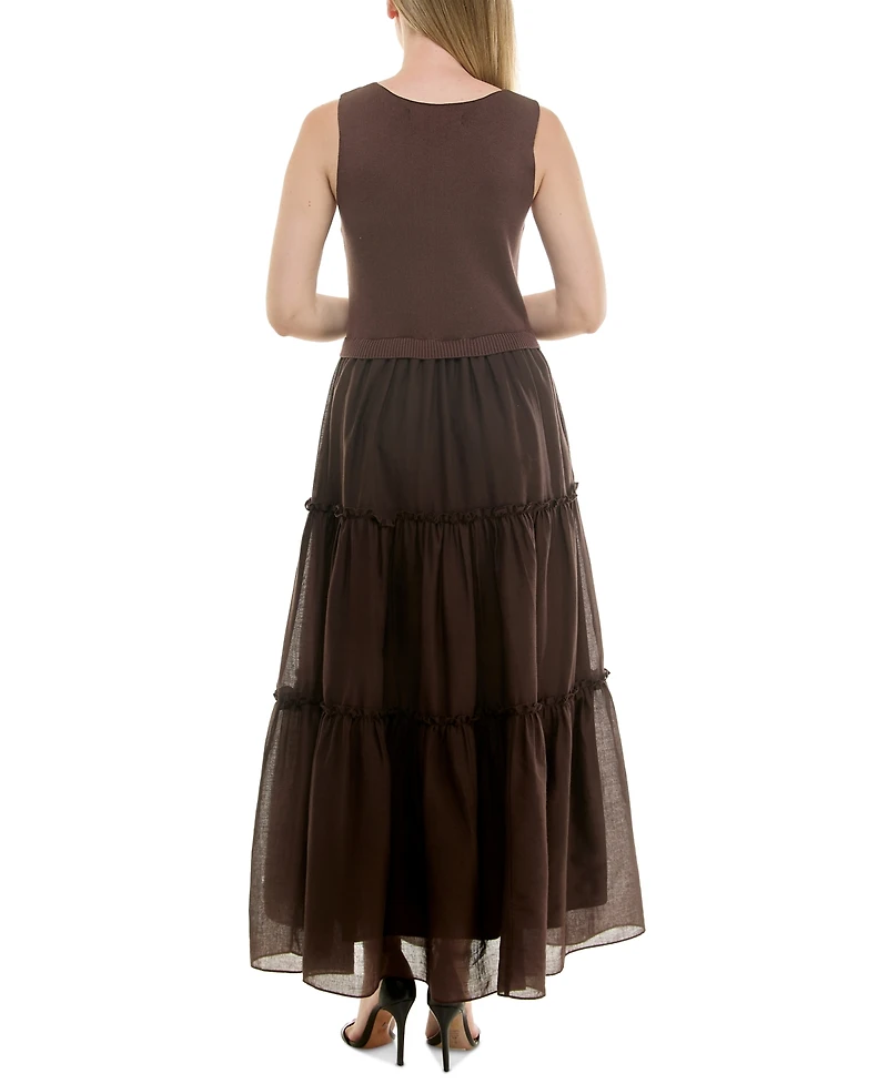 Taylor Women's Sleeveless Tiered Maxi Dress