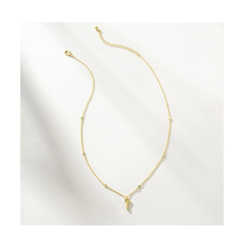 14K Gold-Plated Angel Number Key Necklace, 14" + 2" extender