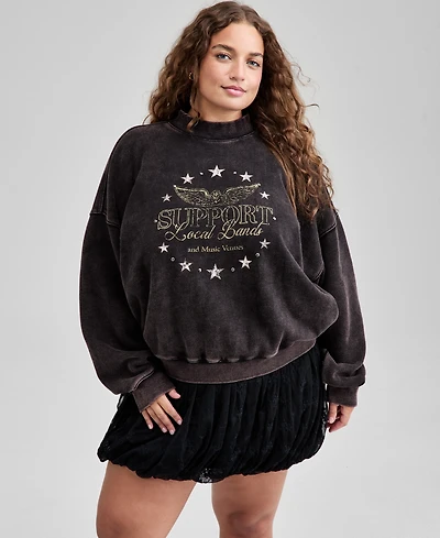 And Now This Trendy Plus Cotton Stud-Trim Graphic Sweatshirt, Macy's Exclusive