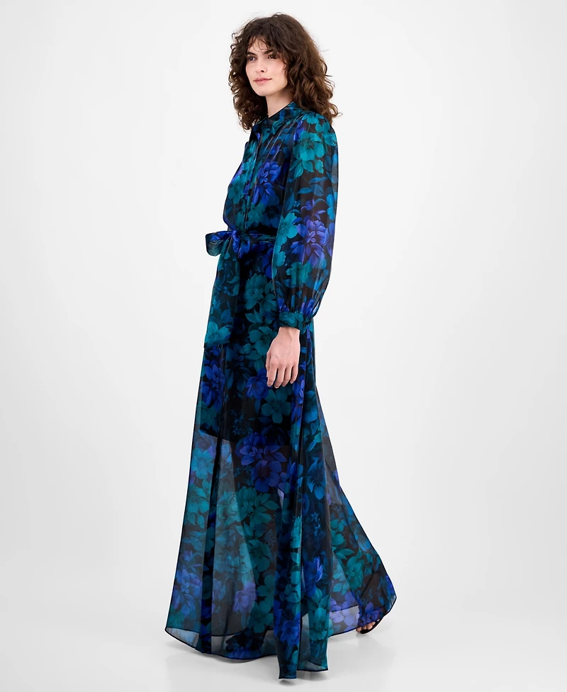 julia jordan Women's Floral-Print Maxi Shirtdress