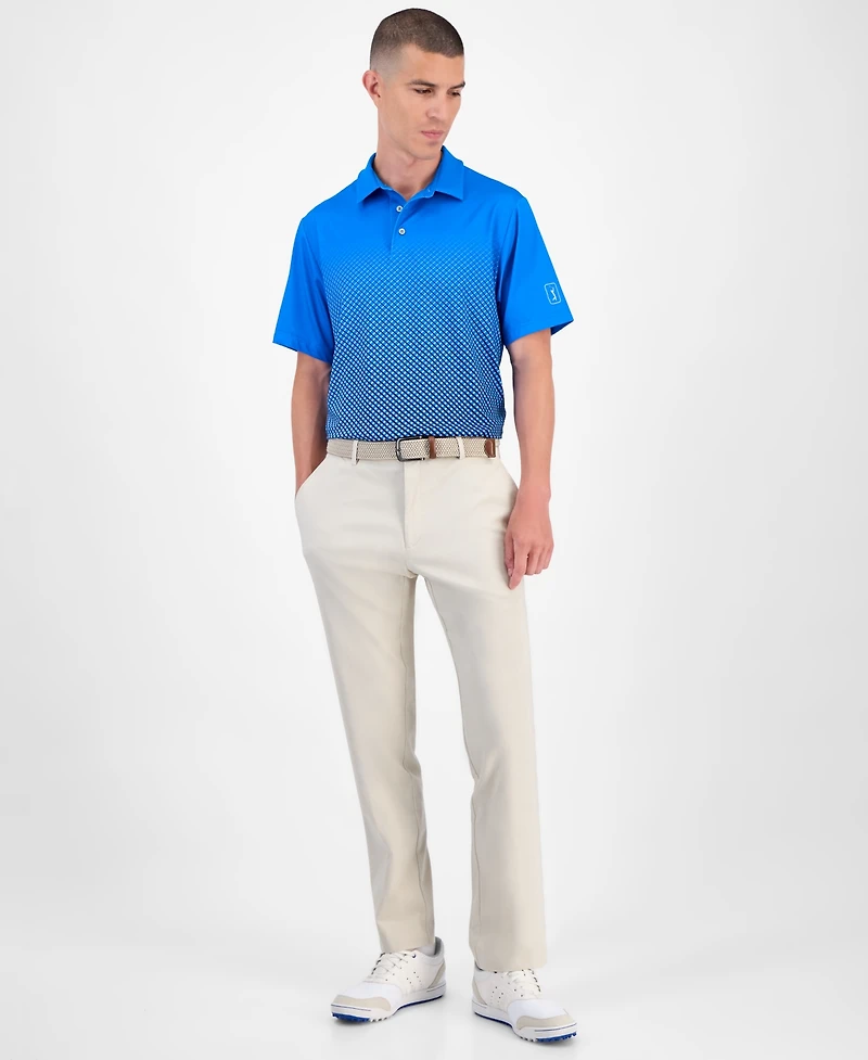 Pga Tour Men's Ombre Plaid-Print Short-Sleeve Golf Polo Shirt